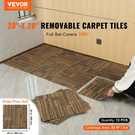 Carpet Tiles Reusable, 20"x 20"Carpet Squares With Padding Attached, Soft Padded Carpet Tiles, Easy Install DIY for Bedroom Livi