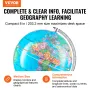 Rotating World Globe with Stand, 8 in/203.2 mm, Educational Geographic Globe with Precise Time Zone ABS Material, 360° Spinning 