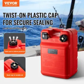 Marine Fuel Tank, 6.34 Gallon/24L, Portable Boat Fuel Gas Tank for Outboard Engine Boats, Plastic Outboard Marine Boat Fuel