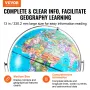 Rotating World Globe with Stand, 13 in/330.2 mm, Educational Geographic Globe with Precise Time Zone ABS Material, 720° Spinning