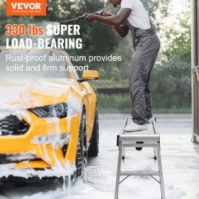 Folding Work Platform, 330 lbs Load Capacity, Aluminum Drywall Stool Ladder, Heavy Duty Work Bench w/ Non-Slip Feet, Ideal for