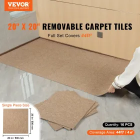 Carpet Tiles Reusable, 20"x 20" Carpet Squares With Padding Attached, Soft Padded Carpet Tiles, Easy Install DIY for Bedroom