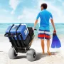 Beach Dolly with Big Wheels for Sand, 29.9" x 15.4" Cargo Deck, w/ 12" Balloon Wheels, 165LBS Loading Capacity Folding Sand Cart