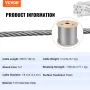 T316 Stainless Steel Cable 3.2 mm 7x7 Steel Wire Rope Cable 15240 cm Cable Railing Transport Wire Rope Cable for Railing Decking
