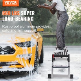 Folding Work Platform, 660 lbs Load Capacity, Aluminum Drywall Stool Ladder, Heavy Duty Work Bench w/ Non-Slip Feet, Ideal for