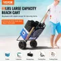 Beach Dolly with Big Wheels for Sand, 15.4" x 15.7" Cargo Deck, w/ 10" PE Solid Wheels, 69LBS Loading Capacity Folding Sand Cart