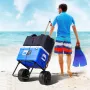 Beach Dolly with Big Wheels for Sand, 15.4" x 15.7" Cargo Deck, w/ 10" PE Solid Wheels, 69LBS Loading Capacity Folding Sand Cart