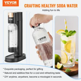 Sparkling Water Maker, Soda Maker Machine for Home Carbonating, Seltzer Water Starter Kit with BPA-free 1L PET Bottle, CO2