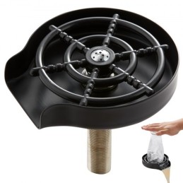 Glass Rinser, 10 Powerful Spraying Jets 360Â° Rotating Cup Rinser for Sink, 304 Stainless Steel Faucet Cup Washer with ABS Cup