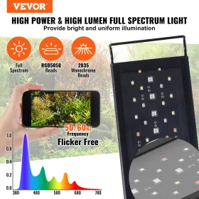 Full Spectrum Aquarium Light & LCD Monitor for 18"-24" Freshwater Tank 18W