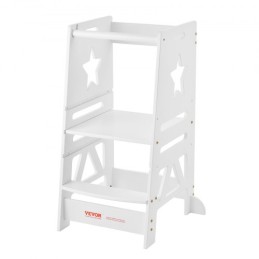 Tower Step Stool for Toddlers Kids 3-Level Height Adjustable 350LBS White