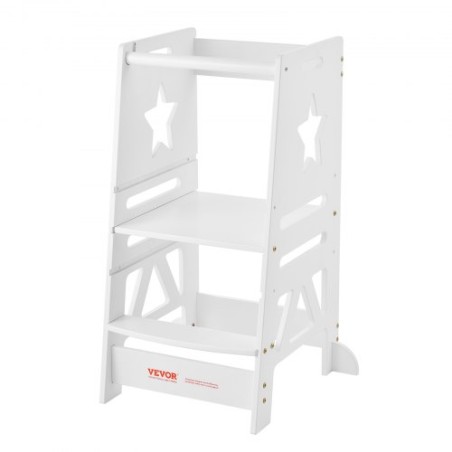 Tower Step Stool for Toddlers Kids 3-Level Height Adjustable 350LBS White