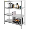 Stainless Steel Shelving, 46.8x18.5 Inch 4 Tier Adjustable Shelf Storage Unit, Stainless Steel Heavy Duty Shelving for Kitchen