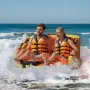 Towable Tube for Boating, 1-2 Riders Inflatable Towable Tubes with Deck Seats and Backrest, 340 lbs Water Sport Tube for Boat to