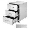 Outdoor Kitchen Drawers 16" W x 21.5" H x 18" D, Flush Mount Triple Access BBQ Drawers with Stainless Steel Handle, BBQ "