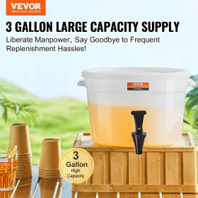 Beverage Dispenser, 3 Gallon Drink Dispensers for Parties, Plastic Juice Dispenser with Spigot and Lid, Iced Tea Lemonade Juice