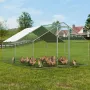 Large Metal Chicken Coop, 9.8x12.9x6.5 ft Walk-in Chicken Runs for Yard with Cover, Spire Roof Hen House with Security Lock for 