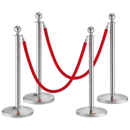 Stanchion Post med fløjlstop, 4-pakning Crowd Control Stanchion med 2 stk