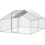 Large Metal Chicken Coop, 9.8x12.9x6.5 ft Walk-in Chicken Runs for Yard with Cover, Spire Roof Hen House with Security Lock for 