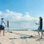 Badminton Net, Height Adjustable Volleyball Net, 14ft Wide Foldable Pickleball Net, Portable Easy Setup Tennis Net Set with Pole
