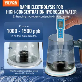 Hydrogenvandskop, 400 ml / 14,1 oz Hydrogengenerator, SPE -teknologi Bærbart brintvandionizer -maskine med trådløs