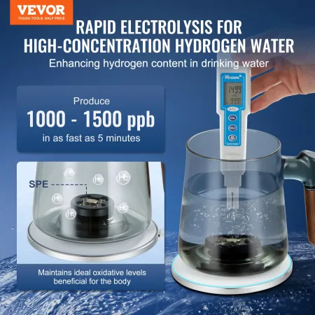 Hydrogen Water Cup, 400 ml / 14.1 oz Hydrogen Generator, SPE Technology Portable Hydrogen Water Ionizer Machine with Wireless Ch