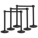 Crowd Control Stanchion, 6-Pack Crowd Control Barrier, Carbon Steel Baking Painted Stanchion Queue Post with 3PCS 6.5FT