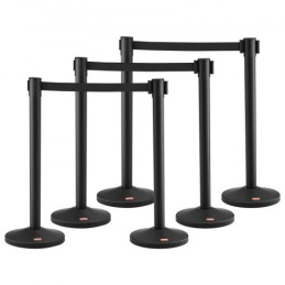 Crowd Control Stanchion, 6-Pack Crowd Control Barrier, Carbon Steel Baking Painted Stanchion Queue Post with 3PCS 6.5FT