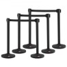 Crowd Control Stanchion, 6-Pack Crowd Control Barrier, Carbon Steel Baking Painted Stanchion Queue Post med 3 stk 6,5ft