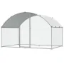 Chicken Coop, 3x1.97x1.99 m Walk-in Large Metal Chicken Run for Yard with Waterproof Cover, Doom Roof Hen House with Security Lo