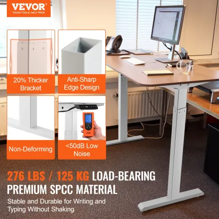 Stående skrivebordsramme dobbeltmotor, justerbar 27,6 "-46,1"
