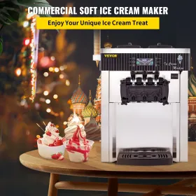 Soft Ice Cream Machine 2200W Commercial Countertop Soft Ice Cream Maker Machine 5.3 to 7.4 Gallons per Hour Ice Cream Machine