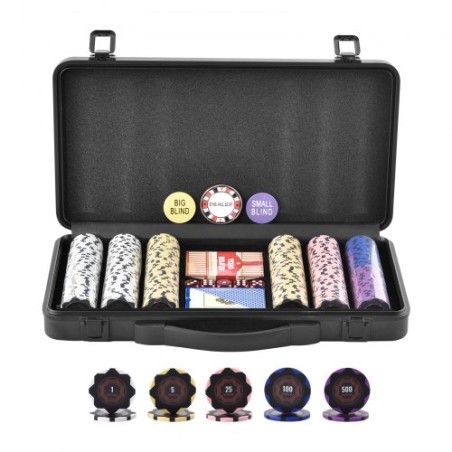 Poker Chip Set, 300-Piece Poker Set, Complete Poker Playing Game Set with Carrying  Case, Heavyweight 14 Gram Casino Clay