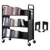 Book Cart, 330 lbs Library Cart, 39.4" x 20.1" x 49.2" Rolling Book Cart, Double Sided W-Shaped Sloped Shelves with 4-Inch