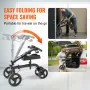 Folding Knee Scooter, Carbon Steel Steerable Knee Walker with Height-Adjustable Handlebar & Knee Pad, All-Terrain Solid Wheels, 