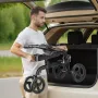 Folding Knee Scooter, Carbon Steel Steerable Knee Walker with Height-Adjustable Handlebar & Knee Pad, All-Terrain Solid Wheels, 