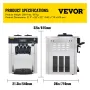 Soft Ice Cream Machine 2200W Commercial Countertop Soft Ice Cream Maker Machine 5.3 to 7.4 Gallons per Hour Ice Cream Machine fo