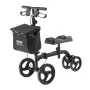 Folding Knee Scooter, Carbon Steel Steerable Knee Walker with Height-Adjustable Handlebar & Knee Pad, All-Terrain Solid Wheels, 