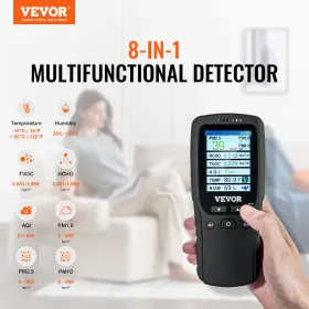 8-i-1 luftkvalitetsmonitor PM1.0/2.5/10 HCHO TVOC