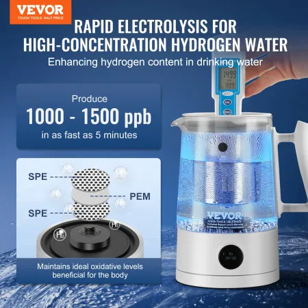 Hydrogenvand kande generator, 1,5 L / 52,8 oz stor kapacitet