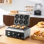 Electric Donut Maker, 1550W Commercial Doughnut Machine with Non-stick Surface, 6 Holes Double-Sided Heating Waffle Machine Make