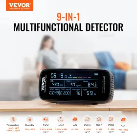 9-i-1 luftkvalitetsmonitor CO2-detektor PM1.0/2.5/10 HCHO TVOC