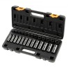 Impact Socket Set 3/8 Inches 26 Piece Impact Sockets, Deep / Standard Socket, 6-Point Sockets, Rugged Construction, Cr-V Socket