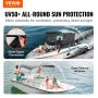 3 Bow Bimini Top Boat Cover, Detachable Mesh Sidewalls, 600D Polyester Canopy with 1" Aluminum Alloy Frame, Includes Storage Boo
