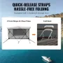 3 Bow Bimini Top Boat Cover, aftagelige mesh -sidevægge, 600d