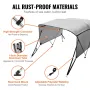 3 Bow Bimini Top Boat Cover, aftagelige mesh -sidevægge, 600d