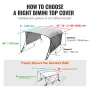 3 Bow Bimini Top Boat Cover, aftagelige mesh -sidevægge, 600d
