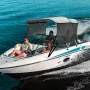3 Bow Bimini Top Boat Cover, Detachable Mesh Sidewalls, 600D Polyester Canopy with 1" Aluminum Alloy Frame, Includes Storage Boo
