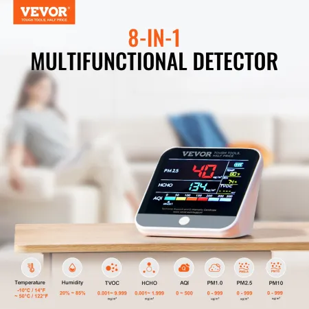 8-i-1 Mini Air Quality Monitor Meter PM1.0/2.5/10 HCHO TVOC