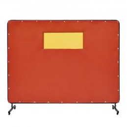 Welding Screen with Frame, 6' x 8' Welding Curtain Screens, Flame-Resistant Vinyl Welding Protection Screen with 4 Swivel